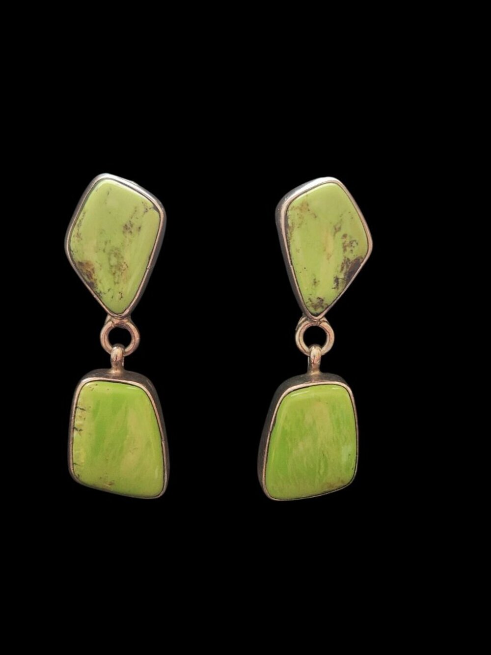 Burt Francisco Navajo silversmith 925 Silver Green Turquoise drop earrings
